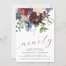 90e verjaardag Bourgondië & marine bloemetjesscrip