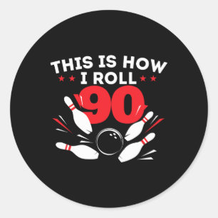 90e verjaardag Bowling Lover 90 jaar oude dag Ronde Sticker