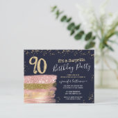 90e verjaardag Briefkaart Glitter Cake Surprise Pa (Staand voorkant)