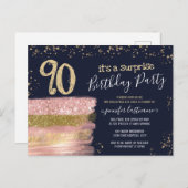 90e verjaardag Briefkaart Glitter Cake Surprise Pa (Voorkant / Achterkant)