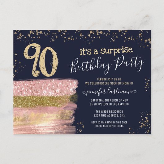 90e verjaardag Briefkaart Glitter Cake Surprise Pa (Voorkant)