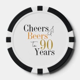 90e verjaardag Cheers and Beers Minimal Party Poker Chips