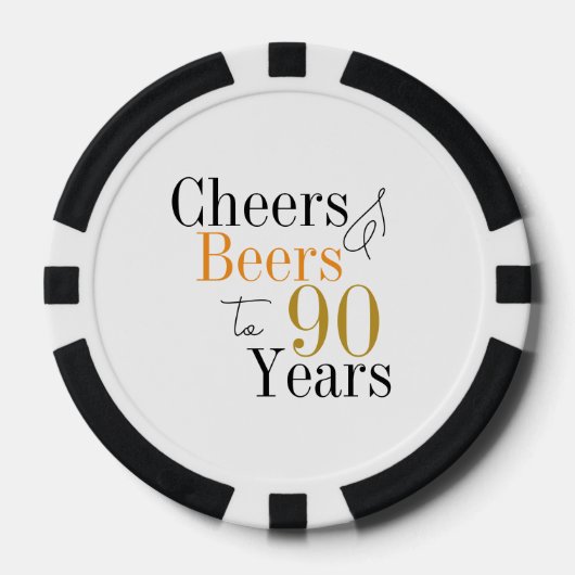 90e verjaardag Cheers and Beers Minimal Party Poker Chips (Voorkant)