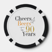 90e verjaardag Cheers and Beers Minimal Party Poker Chips (Achterkant)