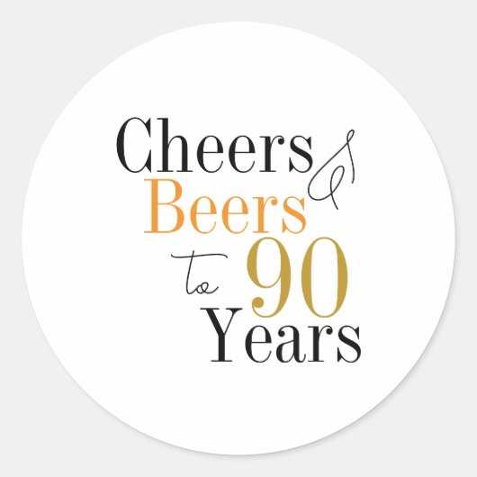 90e verjaardag Cheers and Beers Minimal Party Ronde Sticker (Voorkant)