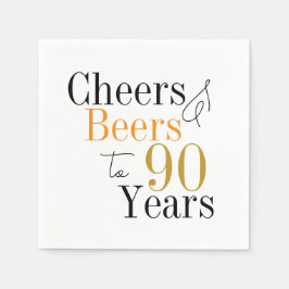 90e verjaardag Cheers and Beers Minimal Party Servet
