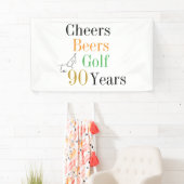 90e verjaardag Cheers Beers Golf Minimal Party Spandoek (Insitu)