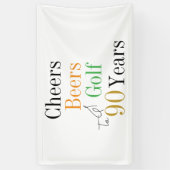 90e verjaardag Cheers Beers Golf Minimal Party Spandoek (Verticaal)