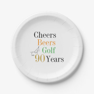 90e verjaardag Cheers Beers Golf Party Papieren Bordje