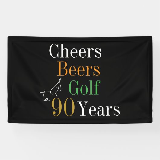 90e verjaardag Cheers Beers Golf Party Spandoek (Horizontaal)