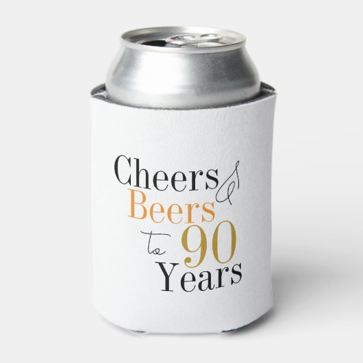90e verjaardag Cheers en bieren Minimale feestguns Blikjeskoeler (Blikje Voorkant)