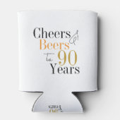 90e verjaardag Cheers en bieren Minimale feestguns Blikjeskoeler (Achterkant)