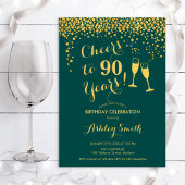 90e verjaardag - Cheers tot 90 jaar Emerald Green Kaart