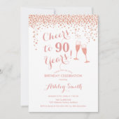 90e verjaardag - Cheers tot 90 jaar Roos Gold Whit Kaart (Voorkant)