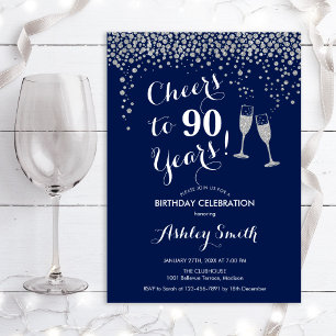 90e verjaardag - Cheers tot 90 jaar zilveren marin Kaart