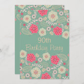 90e verjaardag Chic Funky Modern Floral Kaart (Voorkant / Achterkant)