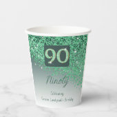 90e verjaardag Classy Falling Green Glitter Papieren Bekers (Voorkant)