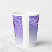90e verjaardag Classy Falling Paarse Glitter Papieren Bekers (Links)