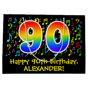 90e verjaardag - Colorful Music Symbols, Rainbow 9 Groot Cadeauzakje