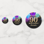 90e verjaardag Confetti voor zwarte en gouden fees (Voorkanten)