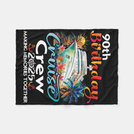 90e verjaardag Cruise Crew Vrienden Familie Vakant Fleece Deken (Voorkant (Horizontaal))