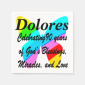 90E VERJAARDAG CUSTOM KLEURRIJKE VLINDERNAPKINS SERVET (Voorkant)