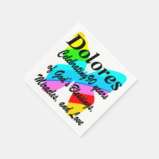 90E VERJAARDAG CUSTOM KLEURRIJKE VLINDERNAPKINS SERVET (Hoek)