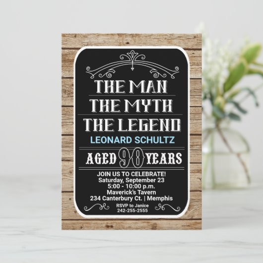 90e verjaardag de Man de mythe de Legende 90 jaar Kaart (Staand voorkant)
