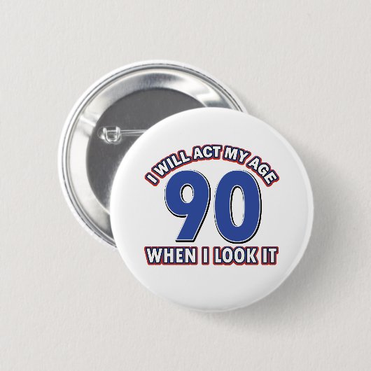 90e verjaardag design ronde button 5,7 cm (Voorkant /achterkant)