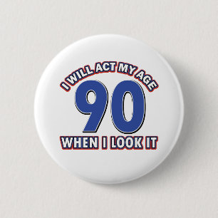 90e verjaardag design ronde button 5,7 cm