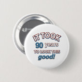 90e verjaardag design ronde button 5,7 cm (Voorkant /achterkant)