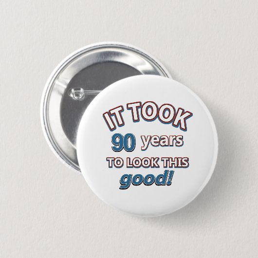 90e verjaardag design ronde button 5,7 cm (Voorkant /achterkant)