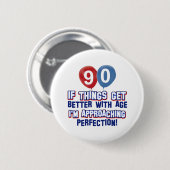 90e verjaardag design ronde button 5,7 cm (Voorkant /achterkant)