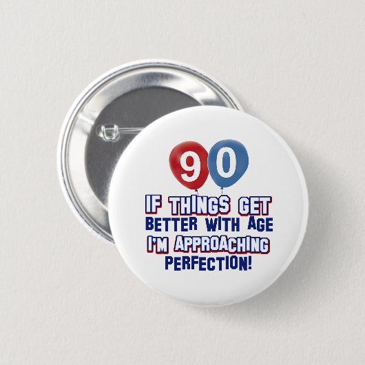 90e verjaardag design ronde button 5,7 cm (Voorkant /achterkant)