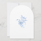 90e verjaardag Dinner Party Blue Floral Arch Kaart (Achterkant)
