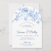 90e verjaardag Dinner Party Blue Floral Arch Kaart (Voorkant)