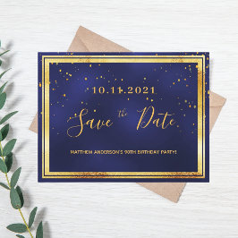 90e verjaardag donkerblauw goud met uitzondering v briefkaart