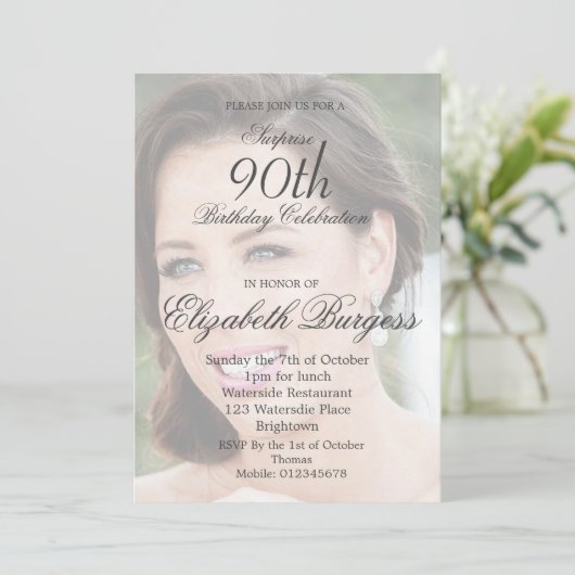 90e verjaardag Eenvoudige legante foto Kaart (Staand voorkant)