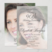 90e verjaardag Eenvoudige legante foto Kaart (Voorkant / Achterkant)