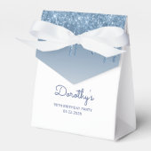 90e verjaardag Elegant Blue Glitter Drip Script Bedankdoosjes (Voorkant Zijde)