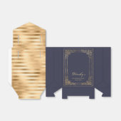 90e verjaardag Elegant Dark Navy Gold Framed Scrip Bedankdoosjes (Uitgevouwen)