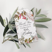 90e verjaardag Elegant December Bloemen Dank u Cadeaulabel