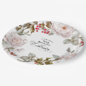 90e verjaardag Elegant December Bloemen Papieren Bordje (Gekanteld)