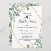 90e verjaardag Elegant Eucalyptus Greenery and Gol Kaart (Voorkant / Achterkant)