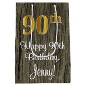 90e verjaardag: Elegant Faux Gold Kijk #, Faux Woo Medium Cadeauzakje (Achterkant)