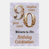 90e verjaardag Elegant feest Acryl Bord (Voorkant)