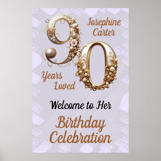 90e verjaardag Elegant feest Poster (Voorkant)