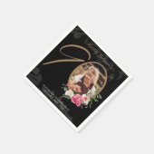 90e verjaardag Elegant Floral Black Gold Custom Servet (Hoek)