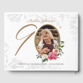 90e verjaardag Elegant Floral botanische foto Gastenboek (Achterkant)