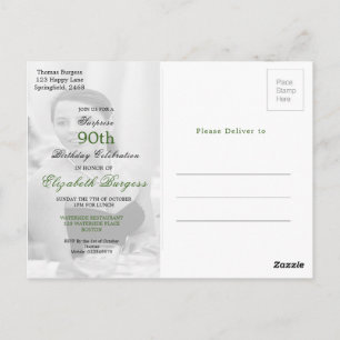 90e verjaardag Elegant Foto Monogram Birthday Briefkaart